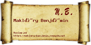 Makláry Benjámin névjegykártya