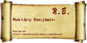 Makláry Benjámin névjegykártya